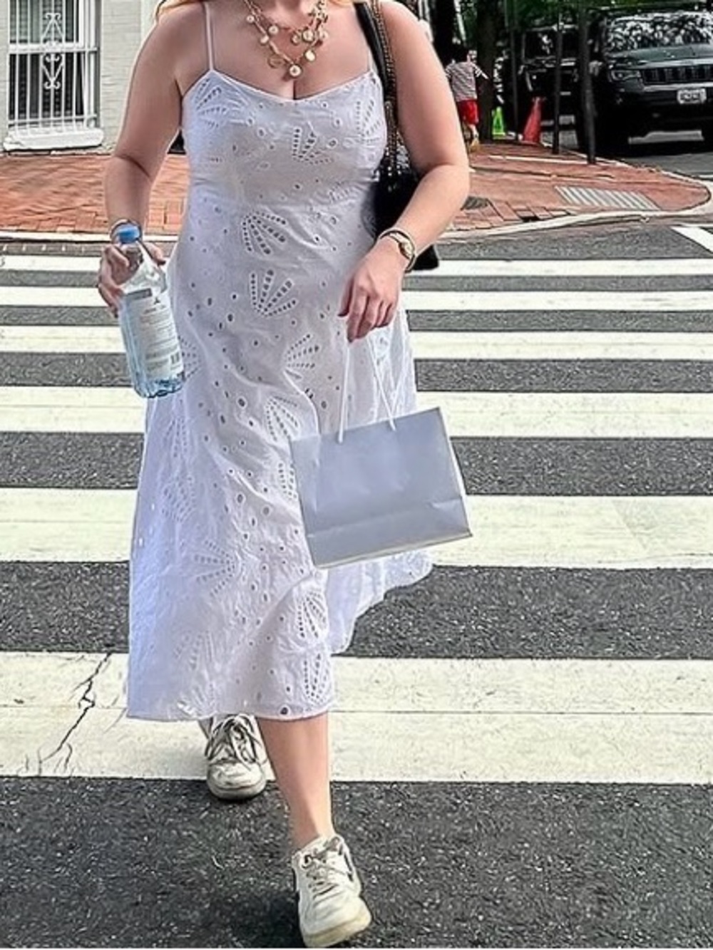 LOFT White Eyelet Maxi Dress with Spaghetti Straps